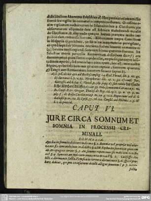 Caput VI. De Iure Circa Somnum Et Somnia In Processu Criminali