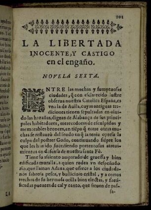 La Liberta Da Inocente, Y Castigo en el engaño. Novela sexta.