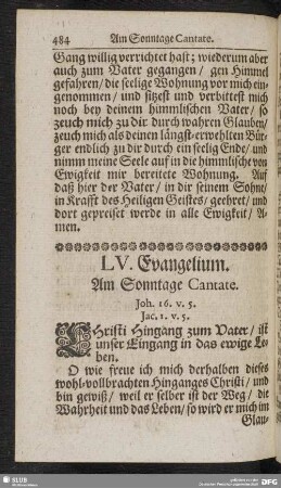 LV. Evangelium. Am Sonntage Cantate