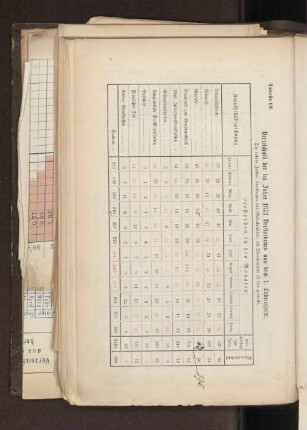 Tabelle 19. Verzeichniß der im Jahre 1873 Verstorbenen aus dem ersten Lebensjahr.