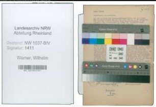 Entnazifizierung Wilhelm Werner , geb. 20.11.1901 (Staedt.Angestellter)