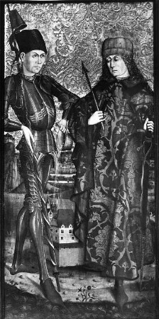 Altarflügel mit den Heiligen Sebastian und Florian : Altarflügel mit den Heiligen Sebastian und Florian. Tafelmalerei (um 1470). Obdach, Spitalskirche