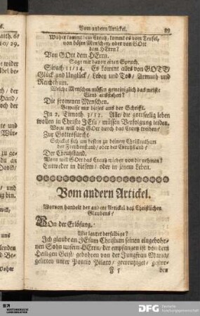 Vom andern Artickel.