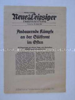 Extrablatt der "Neuen Leipziger Tageszeitung" u.a. über die andauernden Kampfhandlungen an der Ostfront