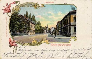 Postkartenalbum mit Motiven von Durlach. "Gruss aus Durlach. Hauptstrasse"