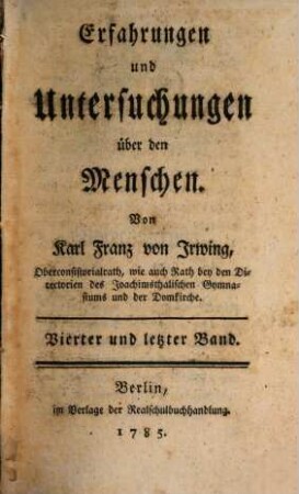 Erfahrungen und Untersuchungen über die Menschen, 4