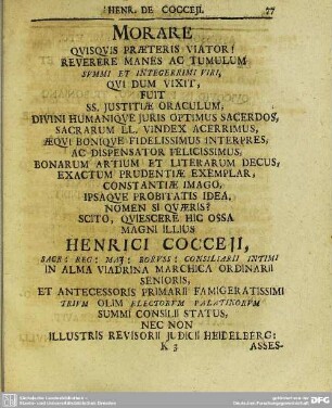Morare Quisquis Praeteris Viator!