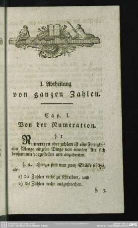 I. Abtheilung von ganzen Zahlen
