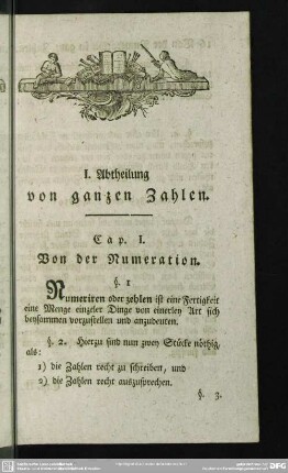 I. Abtheilung von ganzen Zahlen