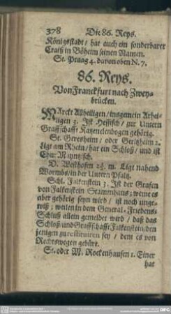 86. Reys. Von Franckfurt nach Zweybrücken