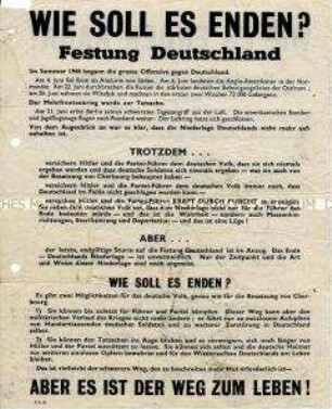 Abwurf-Flugblatt der Alliierten mit der Aufforderung zur Beendigung des Krieges