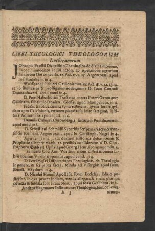 Libri Theologici Theologorum Lutheranorum.
