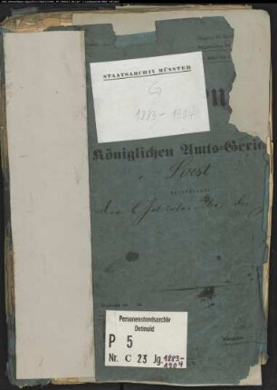 Generalakte zu den Zivilstandsregistern der Juden mit den Orten Bettinghausen, Dinker, Eickelborn, Hovestadt, Körbecke, Lohne, Oestinghausen, Ostönnen, Sassendorf, Soest, Welver und Weslarn (1883-1904)