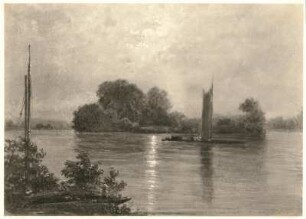 Insel bei Pillnitz im Mondschein : Insel bei Pillnitz im Mondschein. Malkarton; 18 x 25,5 cm (vor 1869; C. G. Carus)