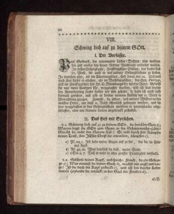 VIII. Schwing dich auf zu deinem Gott
