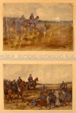 Generalleutnant Nehrhoff von Holderberg, sächsischer Kommandeur, bei Brie-sur-Marne, am 2. Dezember 1870 - Nr. 16a aus "Original-Skizzen und Studien/1. Theil" (1. und 2. Fassung)