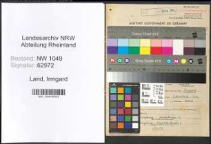 Entnazifizierung Irmgard Land , geb. 23.09.1919 (Lehrerin)