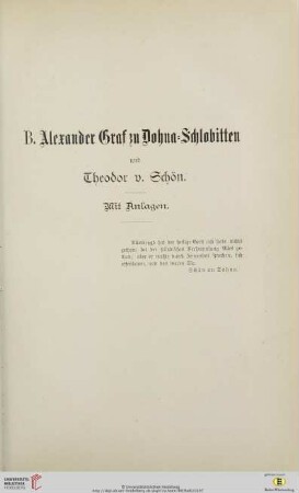 B. Alexander Graf zu Dohna-Schlobitten und Theodor v. Schön