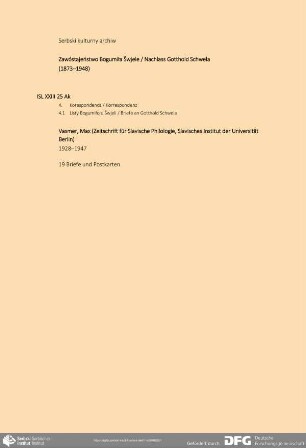 Brief von Max Vasmer an Bogumił Šwjela