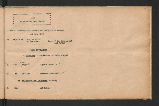 III. No. 1- 134 on palm leaves