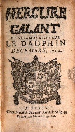 Le mercure galant. 1704, 12