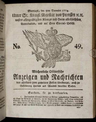 No. 49. Montags, den 5ten December 1774