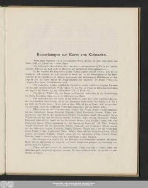 Bemerkungen zur Karte von Kleinasien.