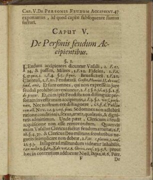 Caput V. De Personis feudum Accipientibus.