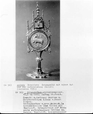Schaugefäß mit Kreuzpartikel und Agnus Dei
