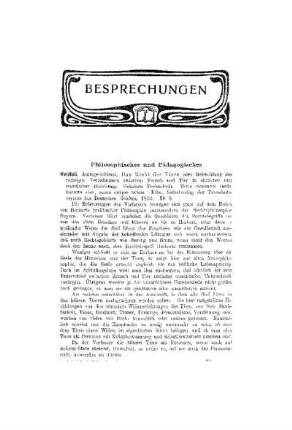 Besprechungen : Philosophisches und Pädagogisches