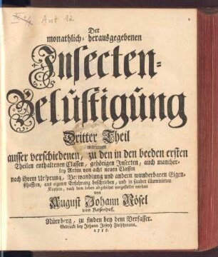 3.1755: Der monathlich-herausgegebenen Insecten-Belustigung ... Theil, 3.1755