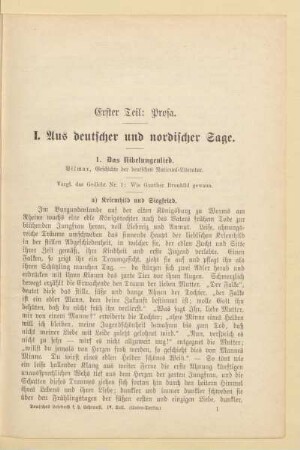 Erster Teil: Prosa