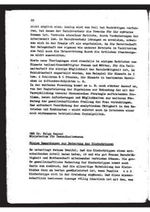 Einige Bemerkungen zur Bedeutung der Kinderkrippen