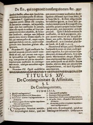 Titulus XIV. De Consanguinitate & Affinitate. - Titulus XXI. De Secundis Nuptiis.