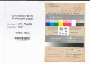 Entnazifizierung Hans Pollack, geb. 19.12.1895 (Betriebsleiter)
