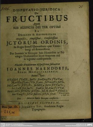 Disputatio Iuridica De Fructibus