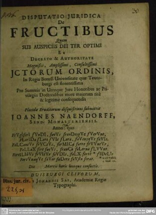 Disputatio Iuridica De Fructibus