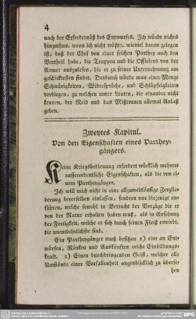 Zweytes Kapitul. Von den Eigenschaften eines Partheygängers
