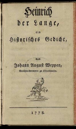 Heinrich der Lange : ein Historisches Gedicht