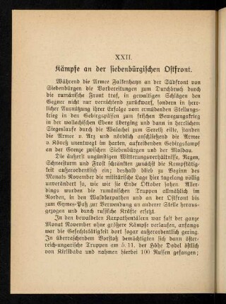 226-238, XXII. Kämpfe an der siebenbürgischen Ostfront