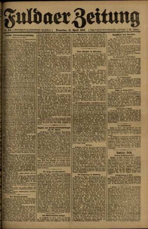 Ausgabe vom Dienstag, den 15. April 1919.