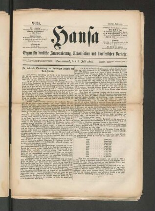 No. 139. Sonnabend, den 2. Juli 1853.