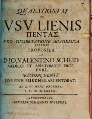 Quaestionum de usu lienis pentas