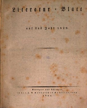 Morgenblatt für gebildete Stände. Literatur-Blatt, 1829