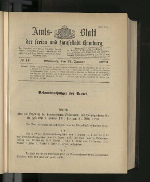 No. 14, 21. Januar 1920