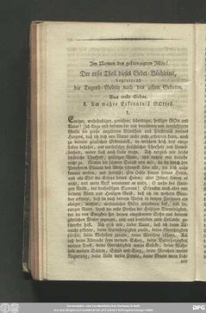 Der erste Theil dieses Gebet-Büchleins, begreifend die Tugend-Gebet nach den zehen Geboten.