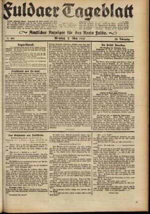 Ausgabe vom Sonntag, den 01. Mai 1921.
