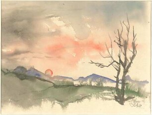 Gsaenger, Gustav; Landschafts - und Gebäudestudien - Berglandschaft (Studie)