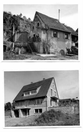 Ortslage Rheinweiler vor dem Autobahnbau Abzureißendes Haus und Ersatzbau oberhalb der Trasse