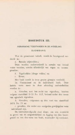 Hoofdstuk III. Agrarische toestanden in de afdeeling Djombang